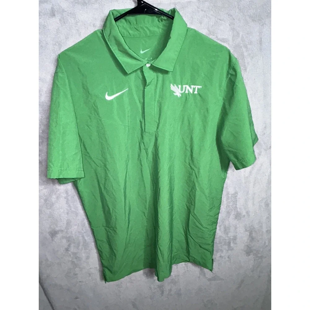 Nike Dri FIT UNT Mean Green Polo Shirt Men's Size Large North Texas Performance